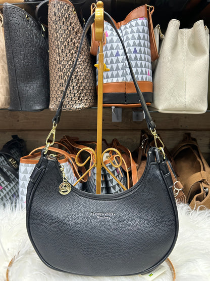 Bolsa baguete com alça de couro