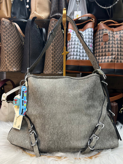 Bolsa jeans pavão de ouro