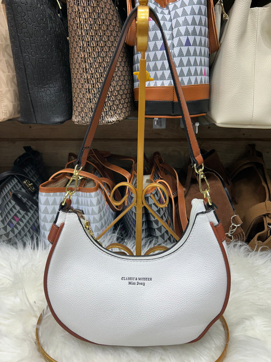 Bolsa baguete com alça de couro