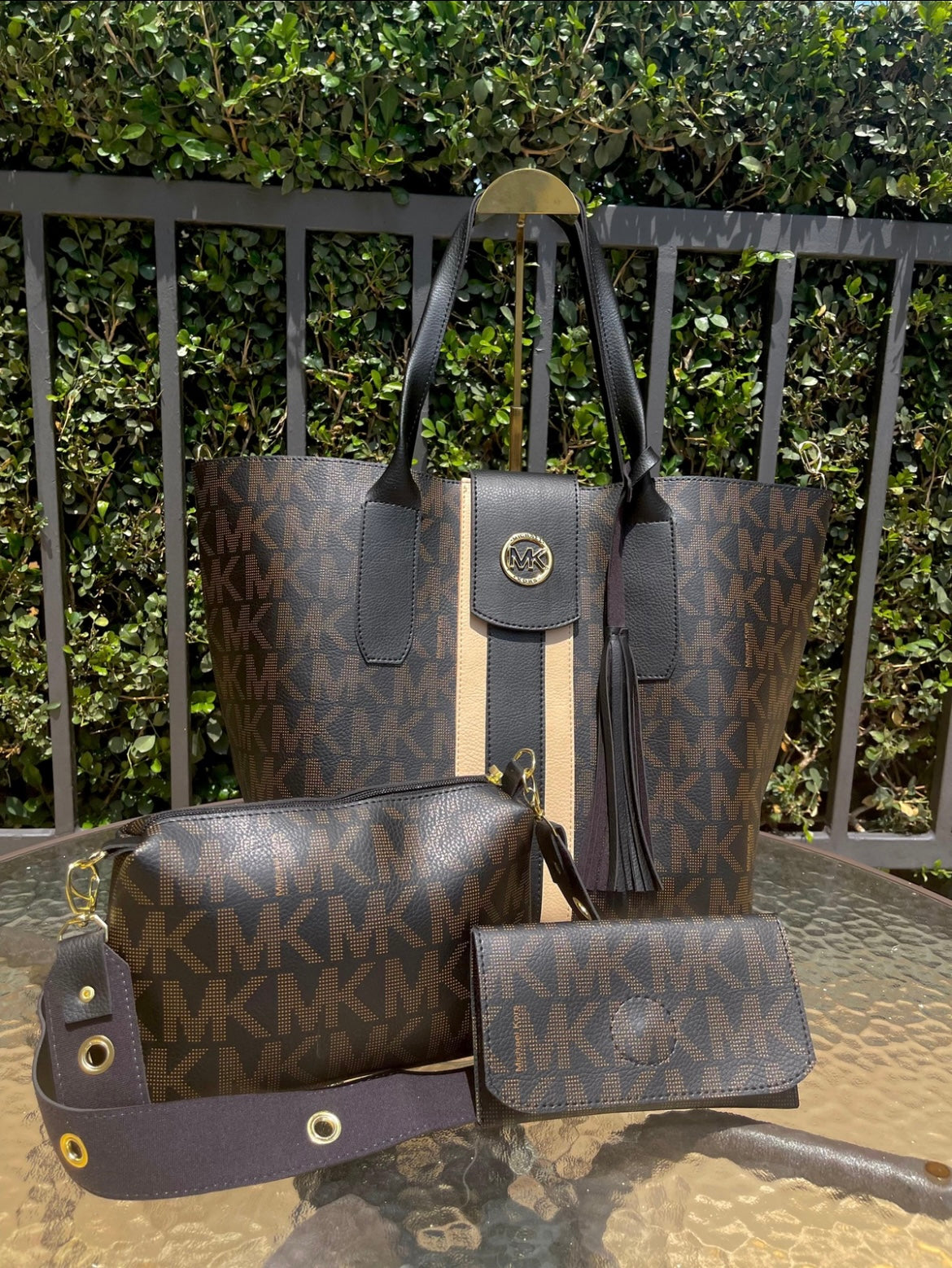 Kit 3 em 1 (Bolsa Dupla + Carteira) Premium MK Aberta