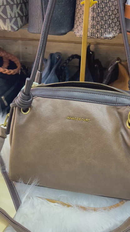 Bolsa corda pavão de ouro